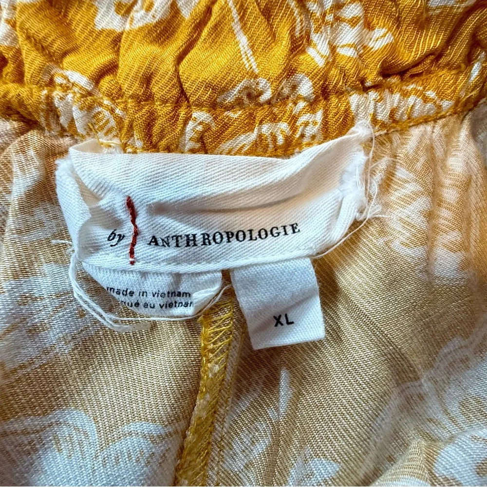 Anthropologie Floral Yellow Wide-Leg Pants - Picture 5 of 5